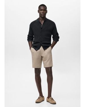 Mango Bermuda Cotone Lino - Nero