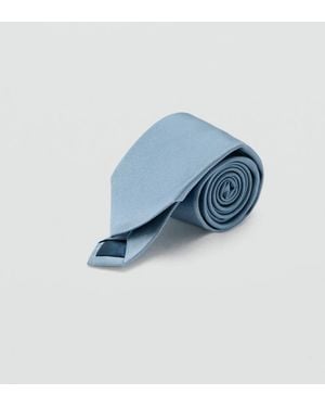 Mango Plain Silk Tie - Blue