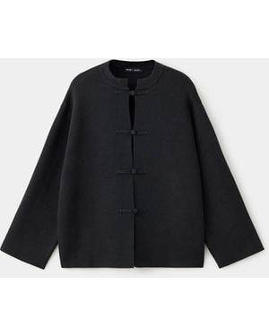 Mango Straight Jacket With Frogging Fastenings - Black
