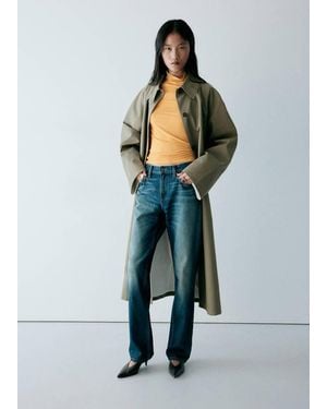 Mango Ribbed High Neck T-Shirt - Yellow