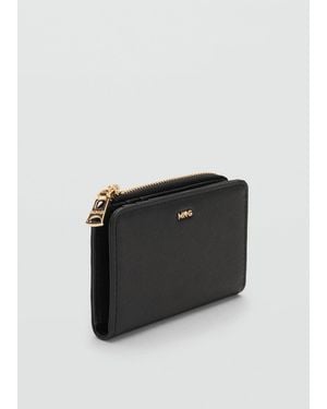 Mango Safiano-Effect Wallet With Flap - Black