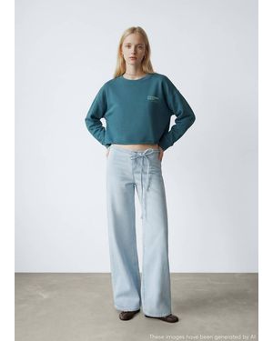 MANGO TEEN Printed Cotton Sweatshirt - Blue