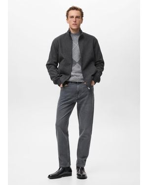 Mango Regular-Fit Jacket With Zip Dark Heather - Black