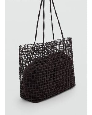 Mango Braided Shopper Bag - Black