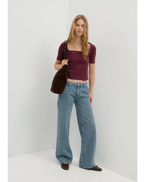 MANGO TEEN T-Shirt With Stud Detailing - Blue