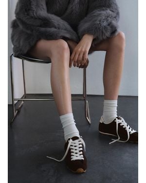 Mango Suede Contrast Trainers - Black