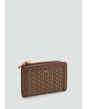 Mango Small Jacquard Wallet With Logo - Brown