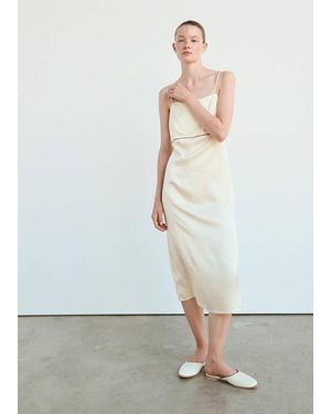 Mango Satin Viscose Nightgown With Contrast Piping Ivory - White