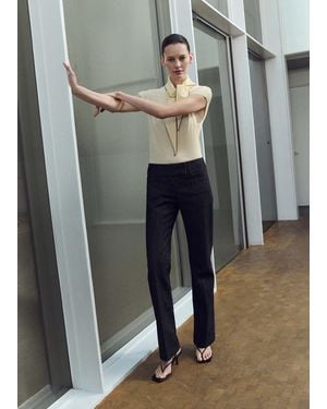 Mango Knit Top With Scarf Detail - Grey