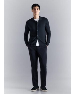 Mango Fine Knit Comfort Stretch Cardigan - Blue