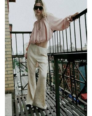 Mango Gathered Lyocell Blouse - Pink