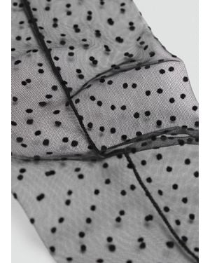 Mango Chaussettes Semi-Transparentes À Pois Noir - Gris