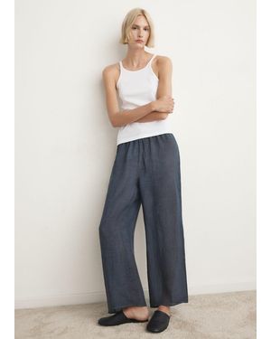 Mango Top Cotone Spallina Sottile Bianco - Blu