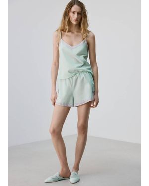 Mango Pyjama-Top Aus 100 Baumwolle - Blau