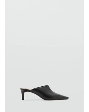 Mango Chaussures Talon Ouvertes À L'Arrière Cuir Noir - Blanc