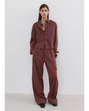 Mango Striped Cotton Shirt - Red