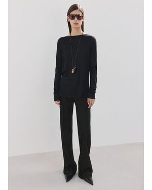 Mango Strickpullover Mit Drapiertem Rücken - Schwarz