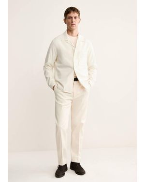 Mango Regular-Fit Cotton Pants - Natural