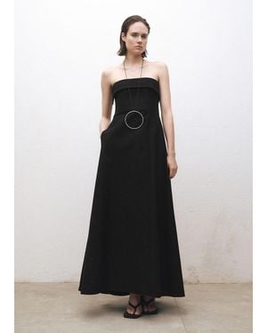 Mango Strapless Flared Dress - Black