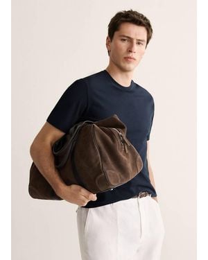 Mango Leather Bowling Bag - Blue