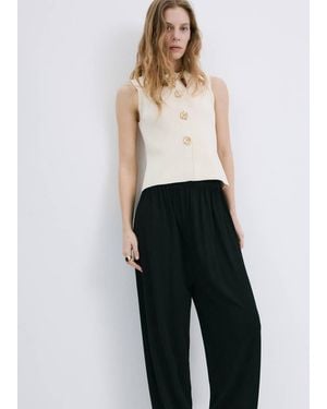 Mango Knitted Waistcoat With Contrast Piping Ecru - Multicolor