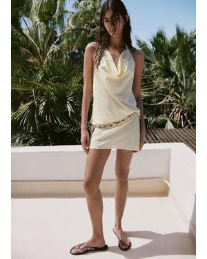 Mango Halter Neck Button Top - Green