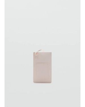 Mango Saffiano-Effect Crossbody Mobile Phone Case - White