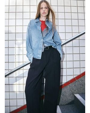 Mango Camicia Denim 100% Cotone Blu Medio