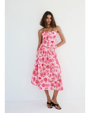 Mango Floral Halter Neck Top - Pink