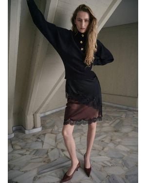Mango Pull À Col Montant Avec Boutons Bijoux Noir - Blanc
