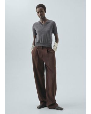 Mango Pullover Aus 100 Wolle Mit V-Ausschnitt - Grau