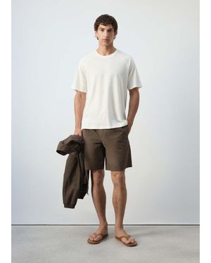 Mango Cotton-Lyocell Blend Bermuda Shorts - White