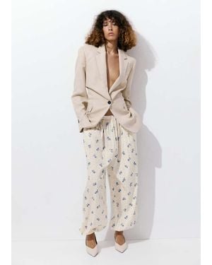 Mango Floral Print Baggy Pants - Natural