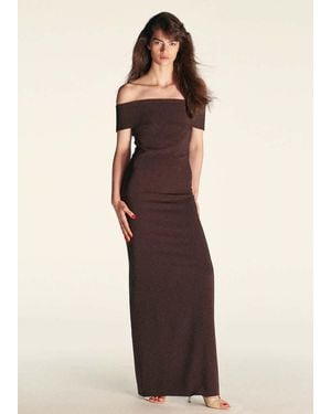 Mango Off-The-Shoulder Dress With Slit Detail - Natural