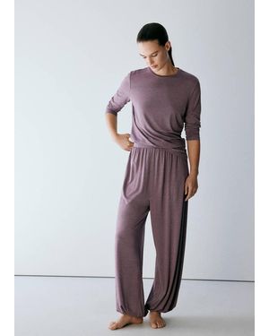Mango Long-Sleeved Pyjama T-Shirt - Purple