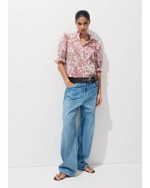 Mango Paisley-Bluse Mit Rüschen - Blau