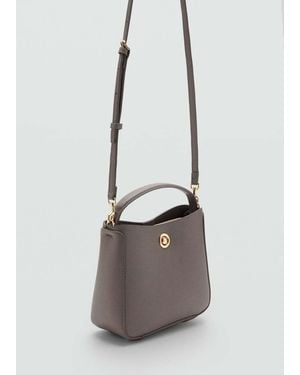 Mango Small Bucket Bag With Metal Detail - Grey