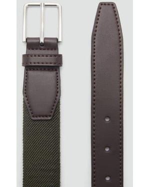 Mango Leather-Appliqué Elastic Belt - White