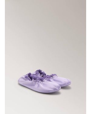 Mango Satin Ballet Flats With Elastic - Purple