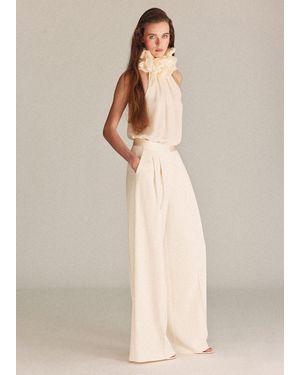 Mango Halter Neck Floral Blouse - Natural