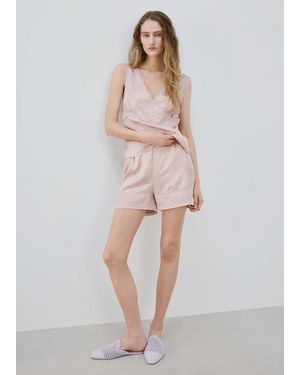 Mango Short Pigiama Dettagli Traforati Rosa Pallido