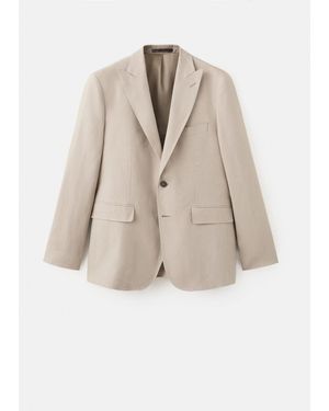 Mango Amalfi 100% Linen Slim-Fit Suit Jacket - Natural