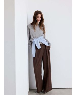 Mango Wide Leg Trousers With Belt - White