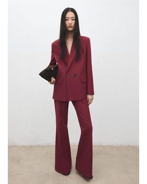 Mango Double-Breasted Suit Jacket - Red