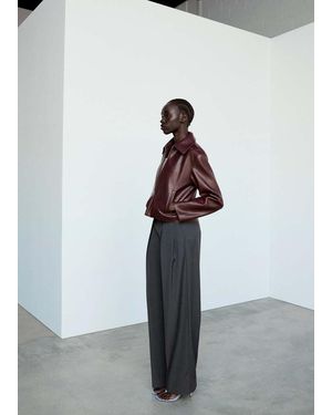 Mango Straight-Fit Pleated Trousers - Grey