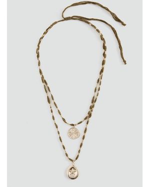MANGO TEEN Cord Necklace With Charms - White