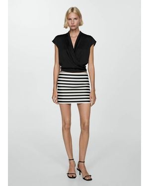 Mango Sleeveless Wrap Blouse - Multicolor