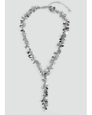 MANGO TEEN Metallic Bead Pendant Necklace - White