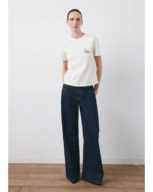 Mango Printed Cotton-Blend T-Shirt - White