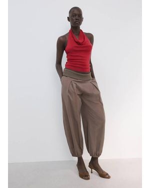 Mango Halter-Neck Lyocell Top - Red